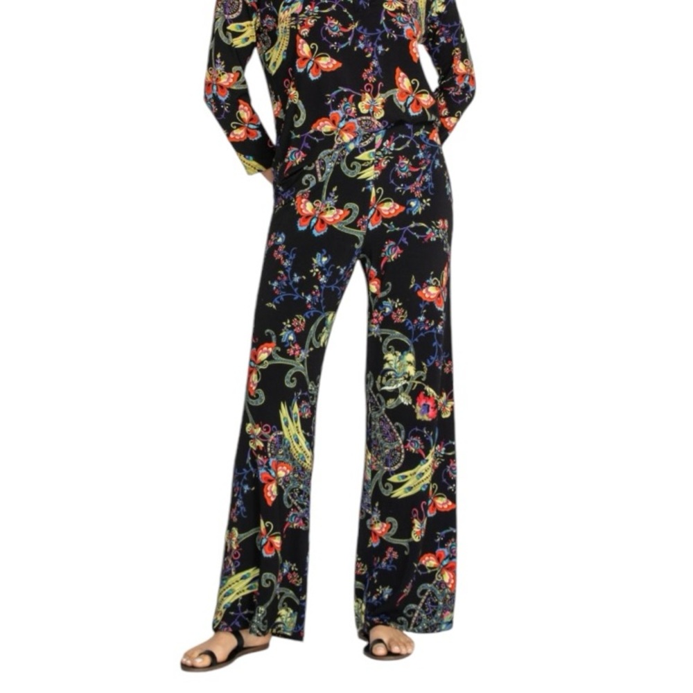 NWT Johnny Was Pottery Wide Leg Pant in Multi Butterfly Floral Print Sz XS - Picture 2 of 16